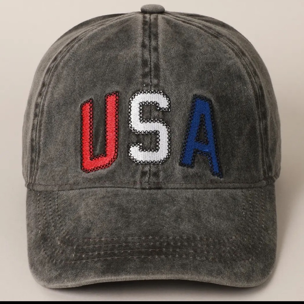 New with tags. USA baseball cap. Washed black denim. Embroidered
